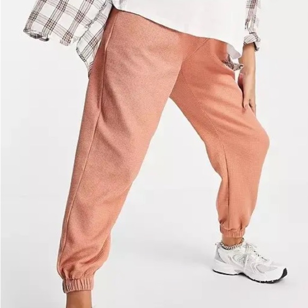 ASOS DESIGN Maternity waffle textured sweatpants in terracotta